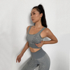 Women Yoga Sets Workout Outfits for 2-Piece Custom Ribbed Seamless Crop Tank High Waist Yoga Leggings 