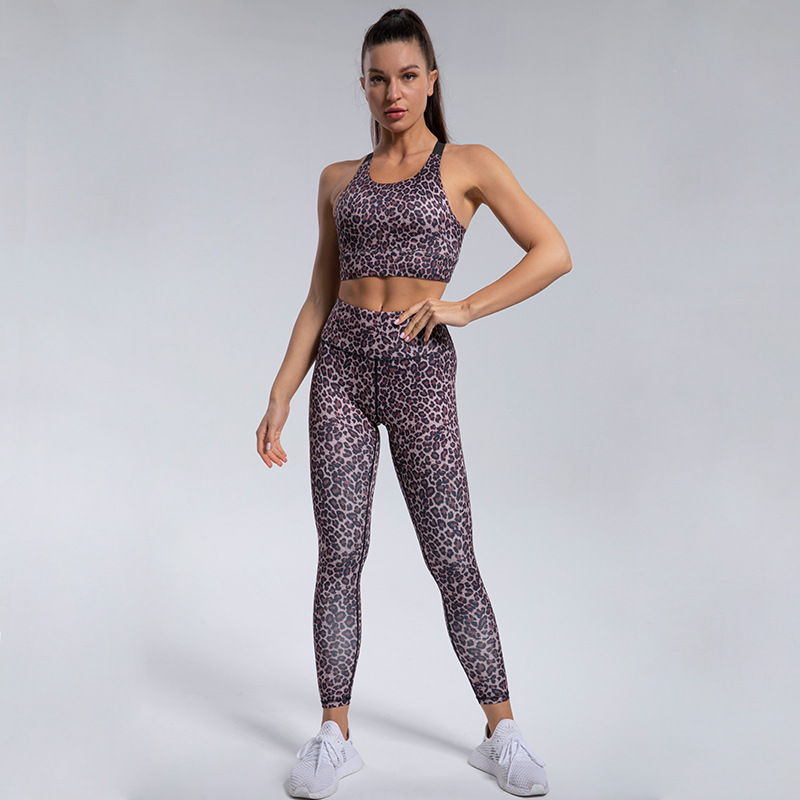 Workout Yoga Gym Women Sexy Seamless Leopard Running Athletic Fitness Criss Cross Cropped Bras 