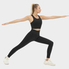 Women Seamless Yoga Sets 2-piece Black Leopard Print Custom Sports Tops Fitness Gym Sports Workout High Waist Tummy Control Wholesale Leggings
