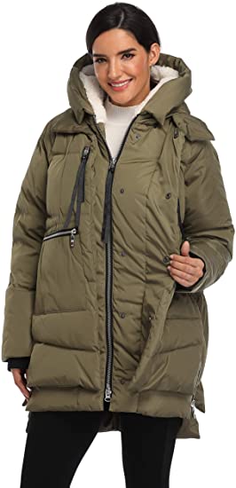 Women's Thickened Down Jacket Zipper Puffer Warm Jacket Winter Hooded Coat Waterproof Warm Long Puffer Green Jacket Parka 