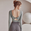 Women's Customize Fitness Active Sports Workout Open Back Long Sleeve Athletic Yoga Thumb Hole Crop Tops
