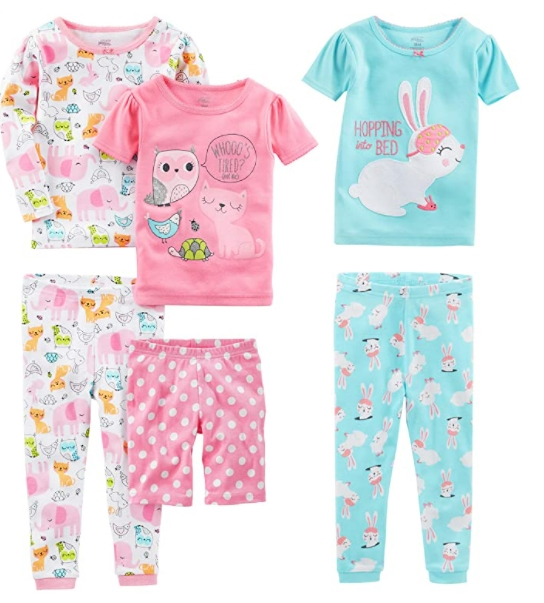 Hot Sale Wholesale Free Shipping Girls' 6-Piece Snug Fit Cotton Pajama Set
